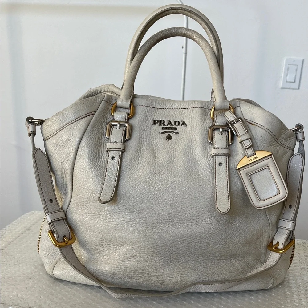 Prada RARE 2-way Tote Bag with Gold AND Silver Hardware & Expandable Section - Picture 1 of 10